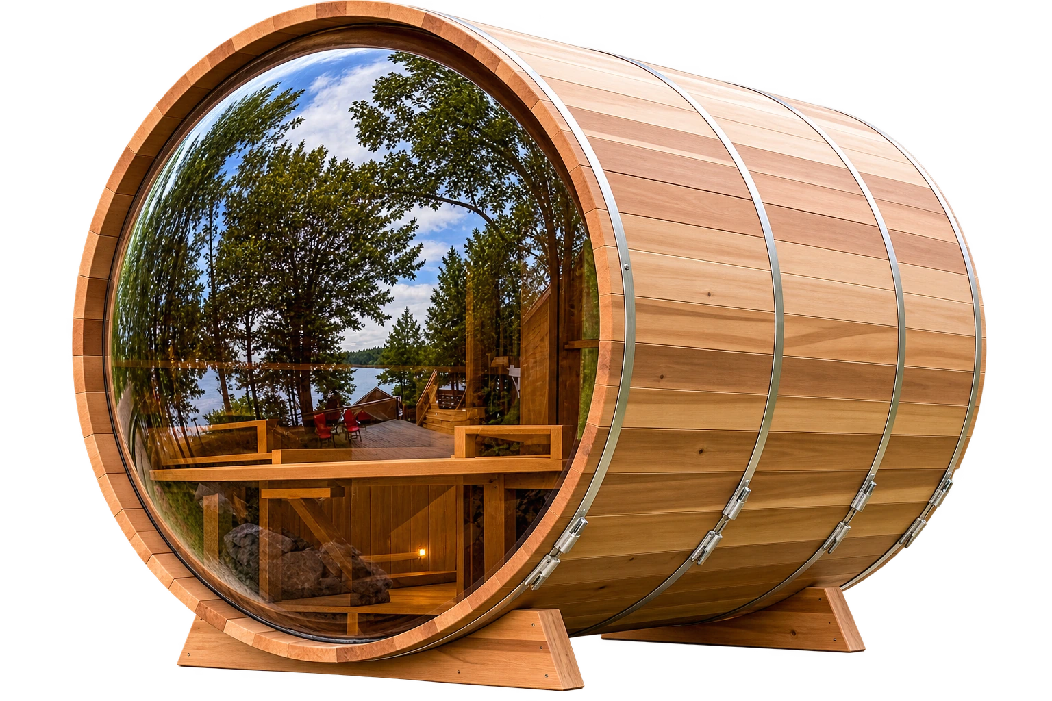 Black Onyx panoramic-window barrel sauna